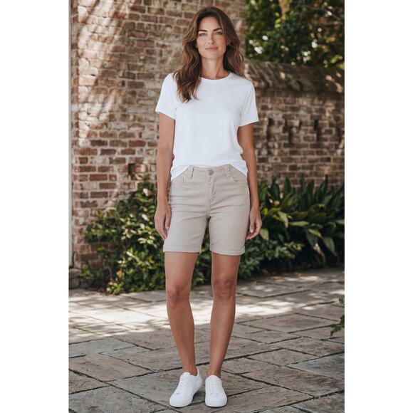 Democracy Pants - Democracy Ab Solution Khaki Tan Bermuda Shorts Jeans fit roll cuffs